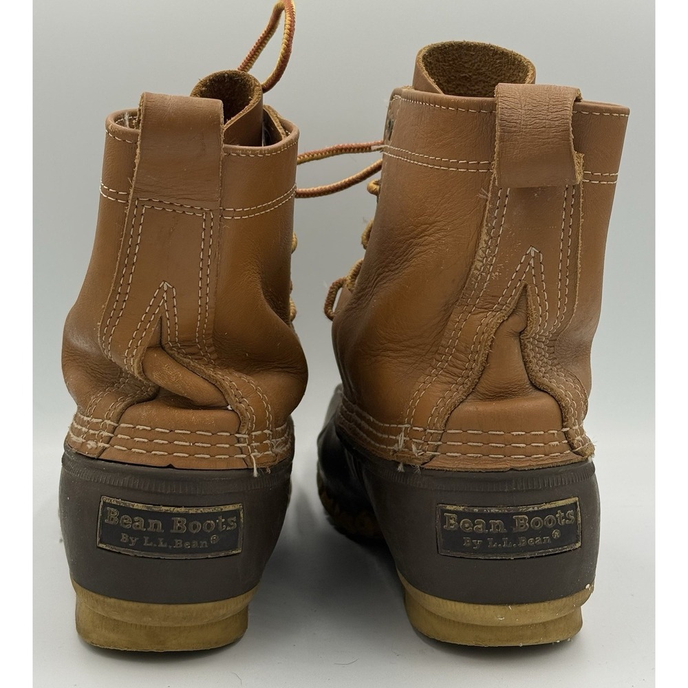 L.L. Bean Bean Boots Mens 7M Women's 8.5 Brown Leather Rubber Duck Boots USA 6" - Picture 5 of 9